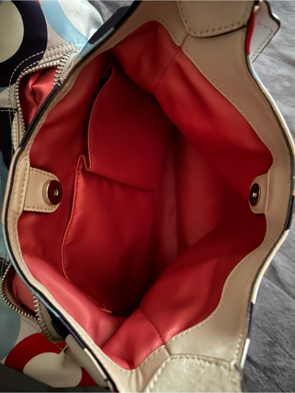 Coach Multicolor Circle Print Shoulder Bag with Cream Trim - Picture 8 of 12